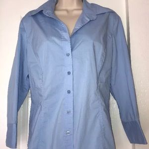 New York & Company Stretch Button Down Sz L EUC